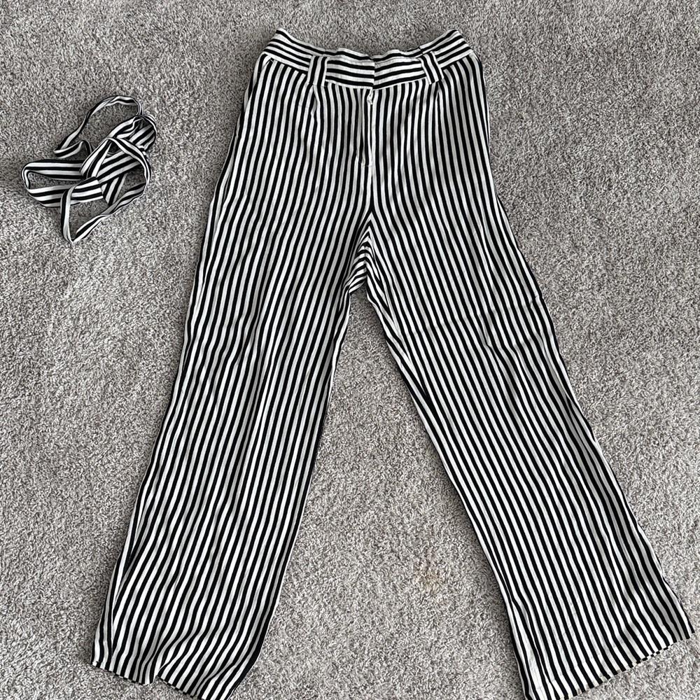 Express Monochrome Striped Wide-Leg Pants